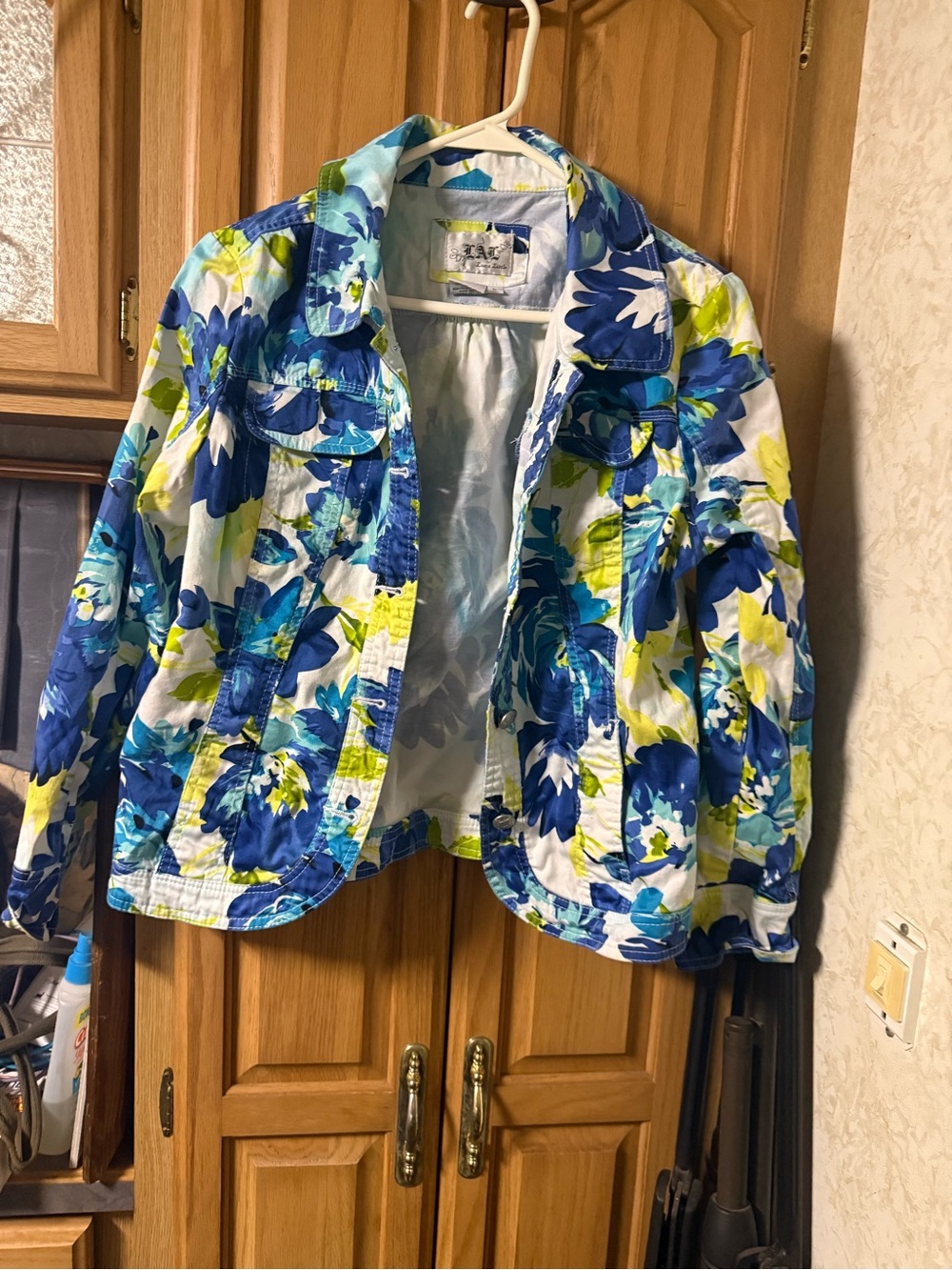 Live a Little Blue, White & Lime Floral Jean Jacket